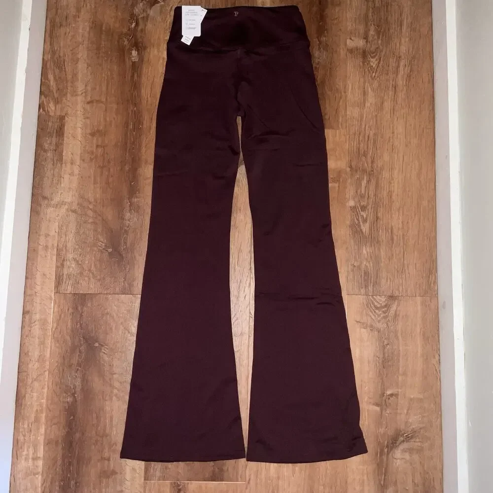 Victoria’s Secret PINK Burgundy Flare LEG Mid Rise Yoga Pant Leggings-SMALL - Picture 8 of 15